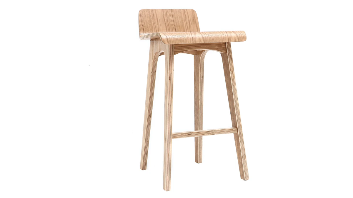 Tabourets De Bar Scandinaves Bois Clair H65 Cm (lot De 2) BALTIK 5 Tabourets De Bar Scandinaves Bois Clair H65 Cm (lot De 2) BALTIK – Image 3