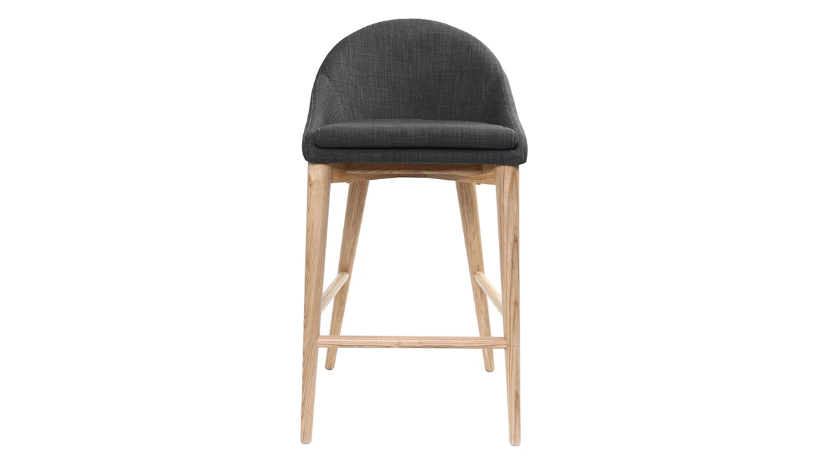 Tabourets De Bar Scandinaves En Tissu Gris Anthracite Et Frêne Massif H66 Cm (lot De 2) DALIA 4 Tabourets De Bar Scandinaves En Tissu Gris Anthracite Et Frêne Massif H66 Cm (lot De 2) DALIA – Image 2