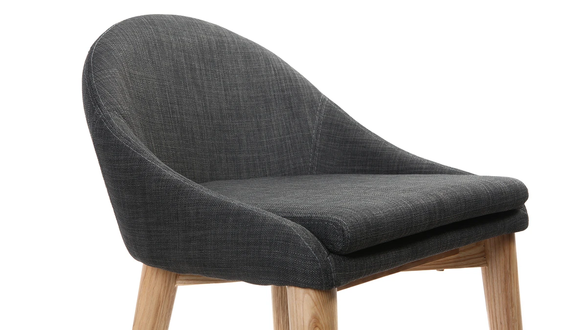 Tabourets De Bar Scandinaves En Tissu Gris Anthracite Et Frêne Massif H66 Cm (lot De 2) DALIA 7 Tabourets De Bar Scandinaves En Tissu Gris Anthracite Et Frêne Massif H66 Cm (lot De 2) DALIA – Image 5