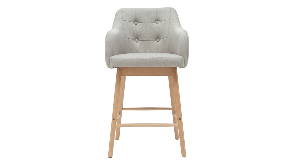 Tabourets De Bar Scandinaves Gris Clair Et Bois H65 Cm (lot De 2) BALTIK 4 Tabourets De Bar Scandinaves Gris Clair Et Bois H65 Cm (lot De 2) BALTIK – Image 2