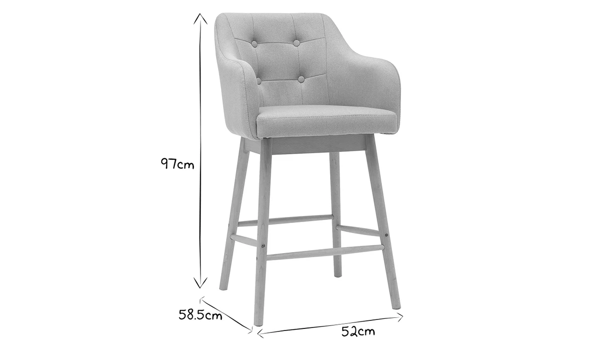 Tabourets De Bar Scandinaves Gris Clair Et Bois H65 Cm (lot De 2) BALTIK 9 Tabourets De Bar Scandinaves Gris Clair Et Bois H65 Cm (lot De 2) BALTIK – Image 7