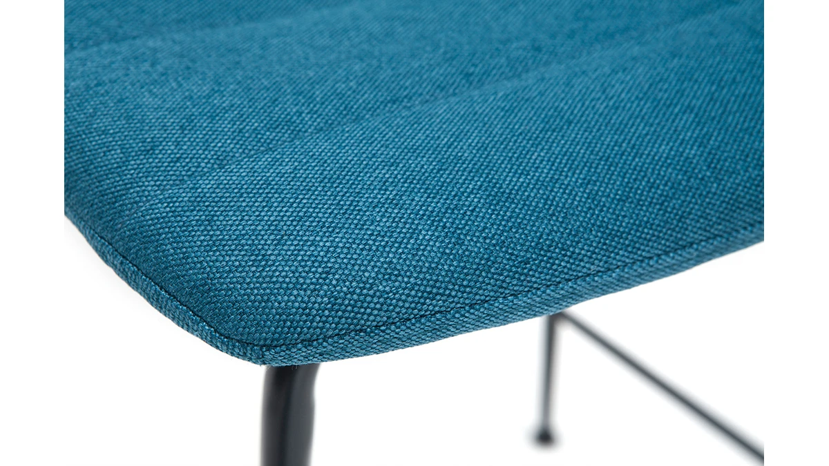 Tabourets De Bar Tissu Et Métal Bleu Canard 65 Cm (lot De 2) SAURY 8 Tabourets De Bar Tissu Et Métal Bleu Canard 65 Cm (lot De 2) SAURY – Image 6