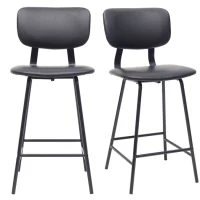 Tabourets De Bar Vintage Noir Avec Pieds Métal 65cm (lot De 2) LAB