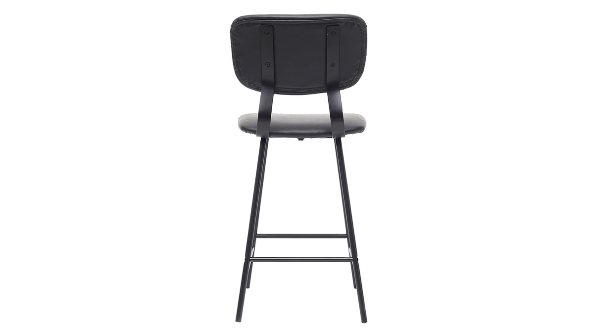Tabourets De Bar Vintage Noir Avec Pieds Métal 65cm (lot De 2) LAB 7 Tabourets De Bar Vintage Noir Avec Pieds Métal 65cm (lot De 2) LAB – Image 5