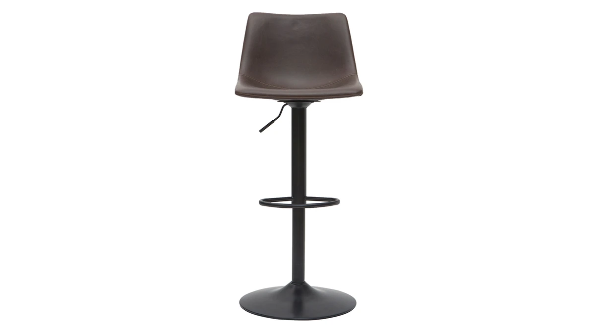 Tabourets De Bar Vintage Réglables Pivotants Marron (lot De 2) NEW ROCK 4 Tabourets De Bar Vintage Réglables Pivotants Marron (lot De 2) NEW ROCK – Image 2