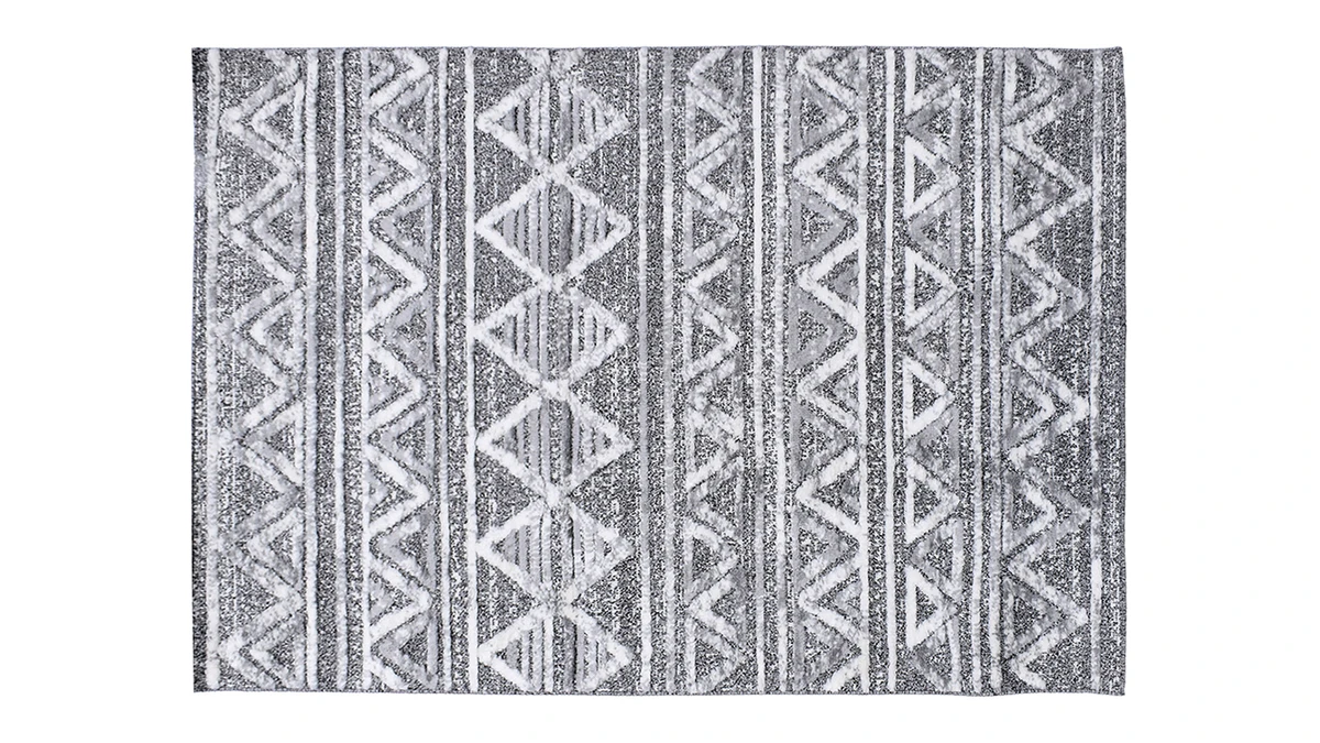 Tapis Berbere Avec Motifs En Relief Blanc Et Gris 160 X 230 Cm ERGA 3 Tapis Berbere Avec Motifs En Relief Blanc Et Gris 160 X 230 Cm ERGA