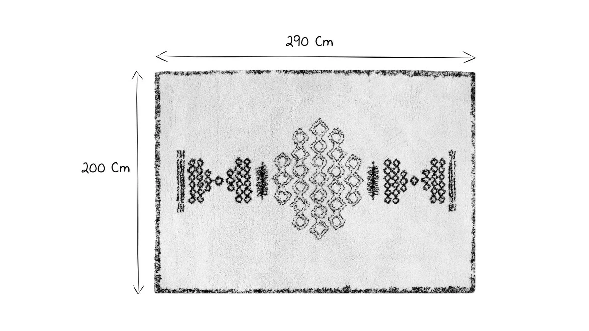 Tapis Berbère Noir Et Blanc 200 X 290 Cm OYO 6 Tapis Berbère Noir Et Blanc 200 X 290 Cm OYO – Image 4