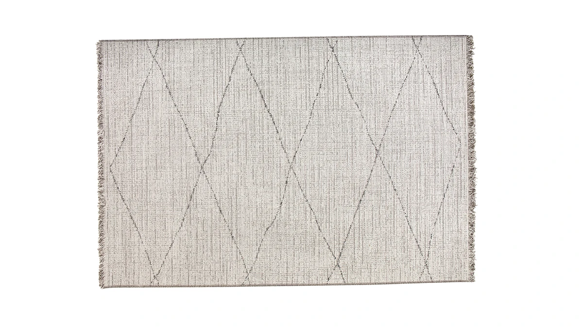 Tapis Blanc Type Berbère à Motif Losange 160 X 230cm BADILA 3 Tapis Blanc Type Berbère à Motif Losange 160 X 230cm BADILA