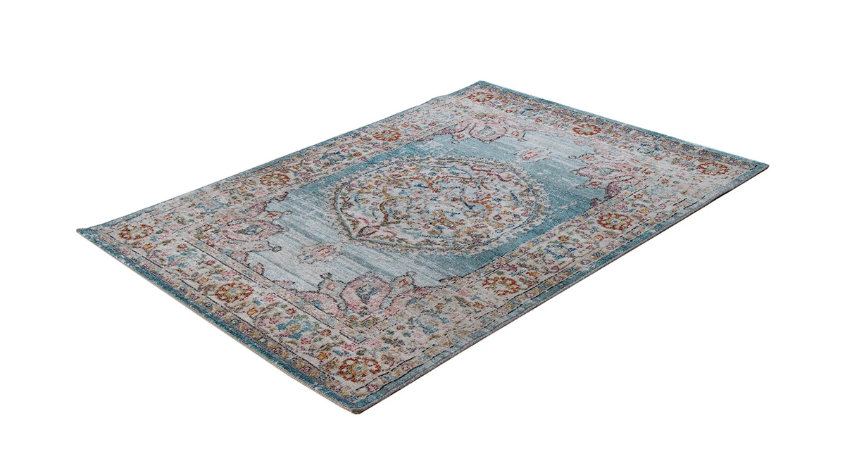 Tapis Bleu à Motif Multicolore 160 X 230 Cm TAET – Image 4