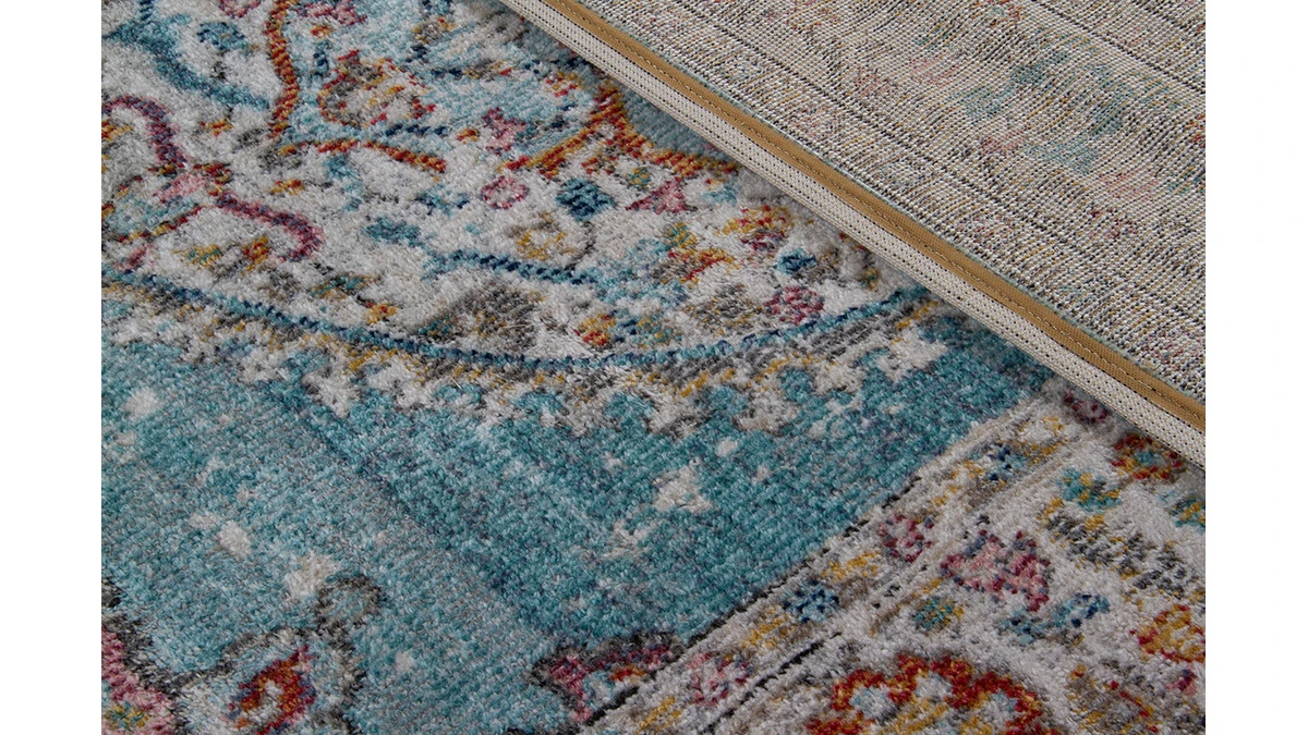 Tapis Bleu à Motif Multicolore 160 X 230 Cm TAET – Image 3