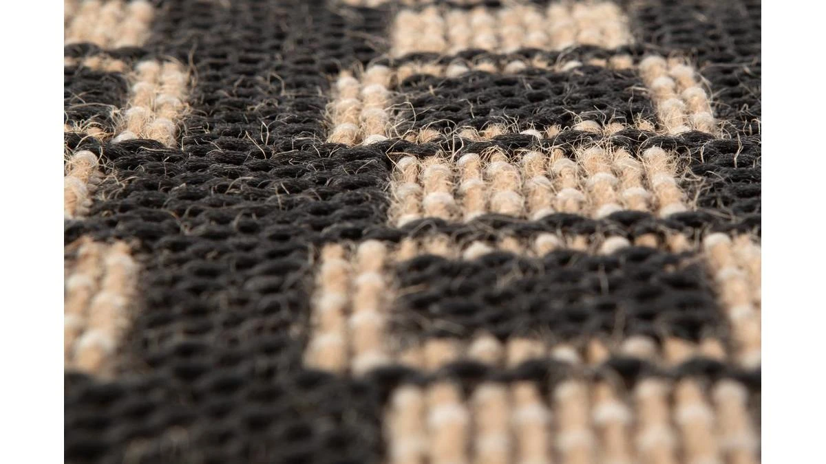 Tapis / Descente De Lit Avec Motif Graphique Naturel Et Noir 60 X 110 Cm DAMA 6 Tapis / Descente De Lit Avec Motif Graphique Naturel Et Noir 60 X 110 Cm DAMA – Image 4