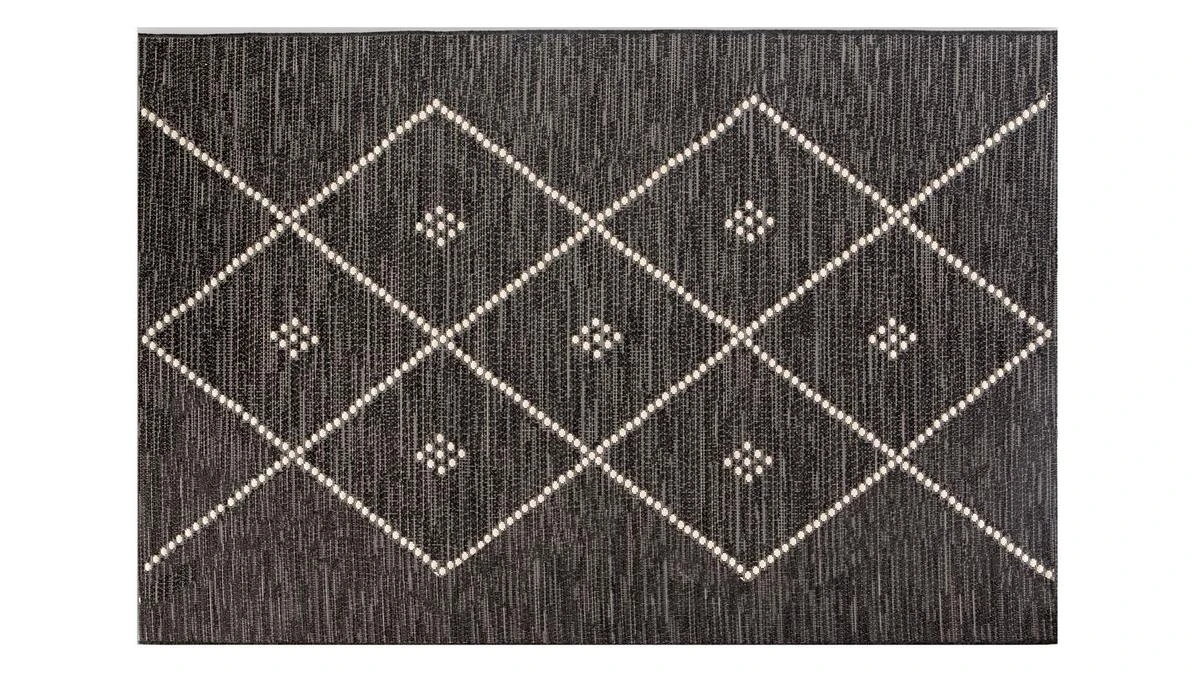 Tapis / Descente De Lit Pour L'intérieur Et L'extérieur Noir Et Blanc 60 X 110 Cm ASMA 3 Tapis / Descente De Lit Pour L'intérieur Et L'extérieur Noir Et Blanc 60 X 110 Cm ASMA