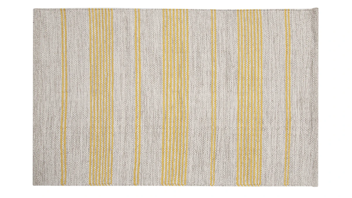 Tapis / Descente De Lit Rectangulaire Beige à Rayures Jaunes 50 X 80 Cm CABOURG 3 Tapis / Descente De Lit Rectangulaire Beige à Rayures Jaunes 50 X 80 Cm CABOURG