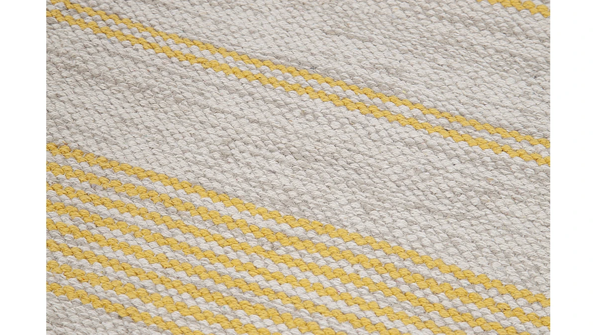 Tapis / Descente De Lit Rectangulaire Beige à Rayures Jaunes 50 X 80 Cm CABOURG 5 Tapis / Descente De Lit Rectangulaire Beige à Rayures Jaunes 50 X 80 Cm CABOURG – Image 3