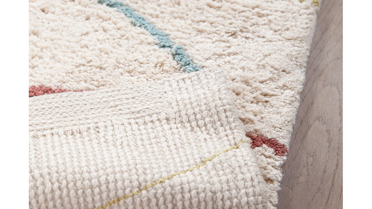 Tapis Enfant Beige Courbes Multicolores L100 X L150 Cm PEPA – Image 2