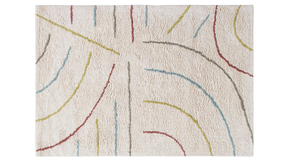 Tapis Enfant Beige Courbes Multicolores L100 X L150 Cm PEPA