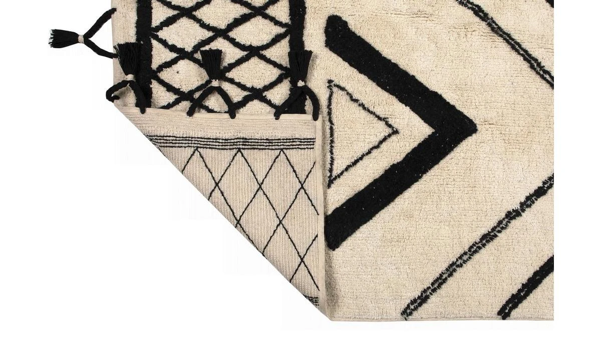 Tapis Ethnique En Coton Noir Et Naturel 160 X 230 Cm MAURI 5 Tapis Ethnique En Coton Noir Et Naturel 160 X 230 Cm MAURI – Image 3
