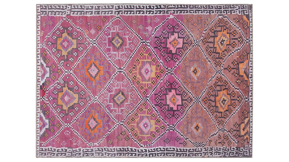 Tapis Ethnique Rose à Motifs L160 X L230 Cm ALEV 3 Tapis Ethnique Rose à Motifs L160 X L230 Cm ALEV