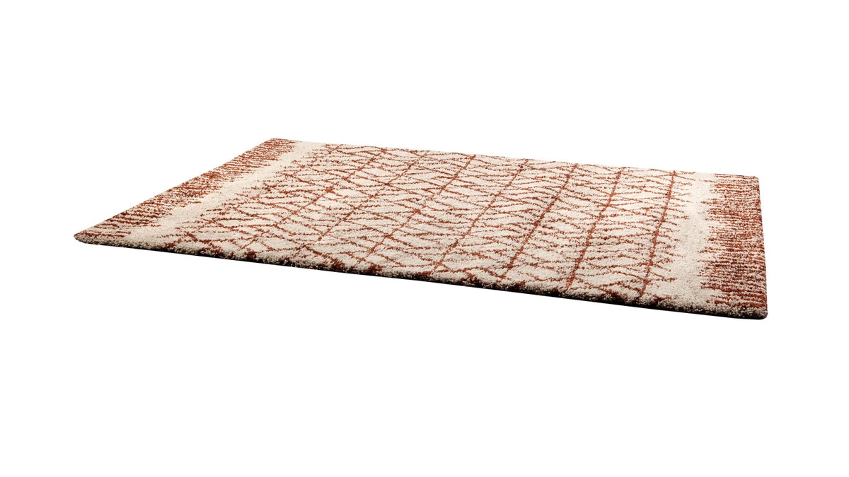 Tapis Moderne Beige Et Rouge Tomette 200 X 290 Cm PALMERAIE 4 Tapis Moderne Beige Et Rouge Tomette 200 X 290 Cm PALMERAIE – Image 2