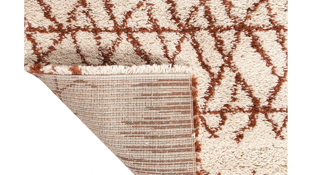 Tapis Moderne Beige Et Rouge Tomette 200 X 290 Cm PALMERAIE 6 Tapis Moderne Beige Et Rouge Tomette 200 X 290 Cm PALMERAIE – Image 4