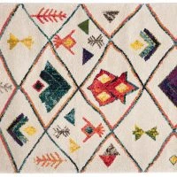 Tapis Motif Berbère Multicolore Avec Pompons Blancs L160 X L230 Cm ALADIN