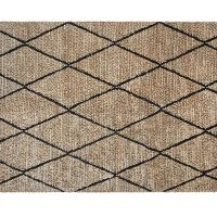 Tapis Naturel Motif Losange Noir 160 X 230 Cm DOURA