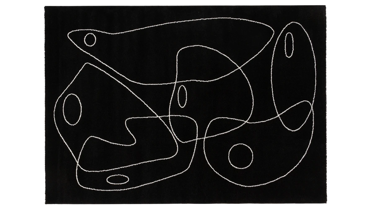 Tapis Noir Motif Line Art 160x230 Cm ARTISTE 3 Tapis Noir Motif Line Art 160x230 Cm ARTISTE
