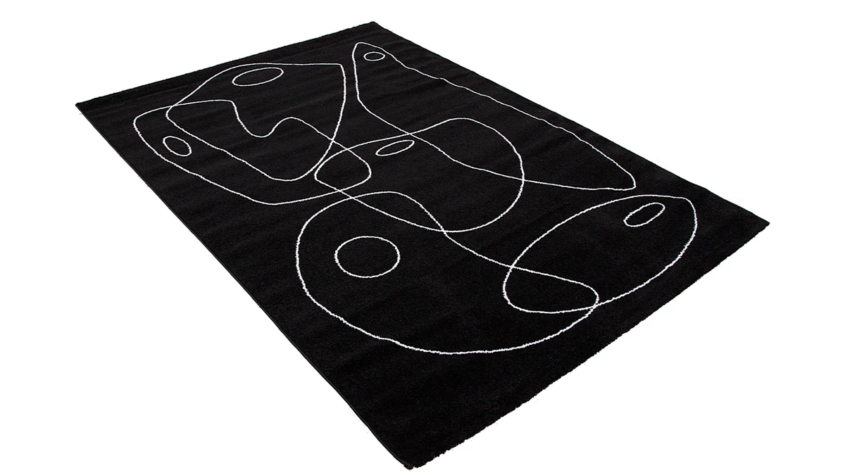Tapis Noir Motif Line Art 160x230 Cm ARTISTE 4 Tapis Noir Motif Line Art 160x230 Cm ARTISTE – Image 2