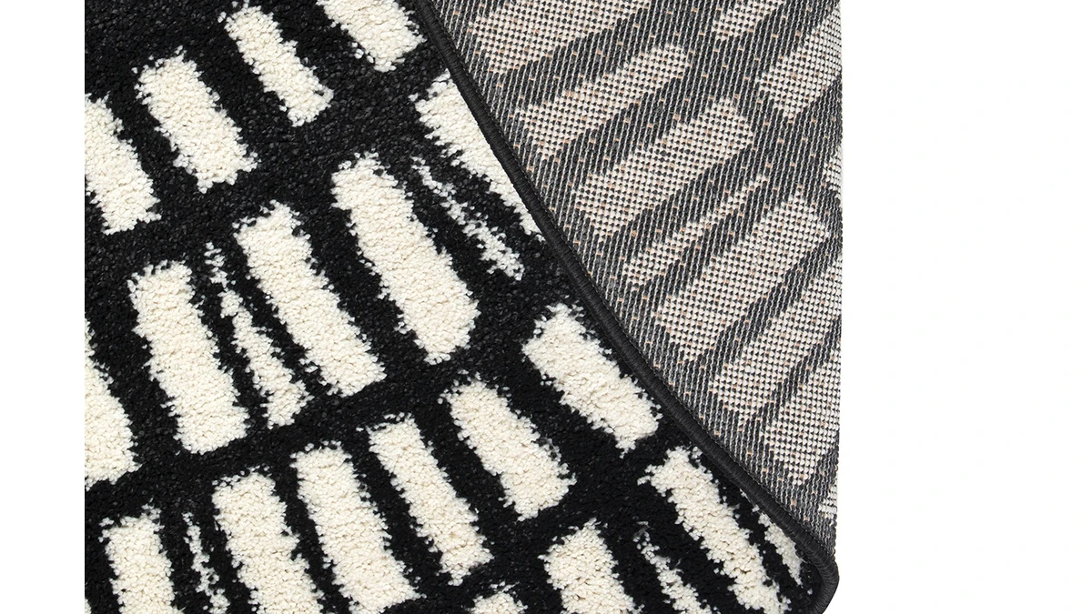 Tapis Rond Graphique Noir D160 Cm OLAPA 5 Tapis Rond Graphique Noir D160 Cm OLAPA – Image 3