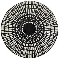 Tapis Rond Graphique Noir D160 Cm OLAPA