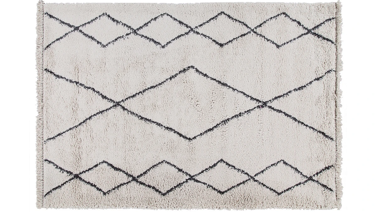 Tapis Style Berbère Motif Noir 160 X 230 Cm TRIBU 3 Tapis Style Berbère Motif Noir 160 X 230 Cm TRIBU