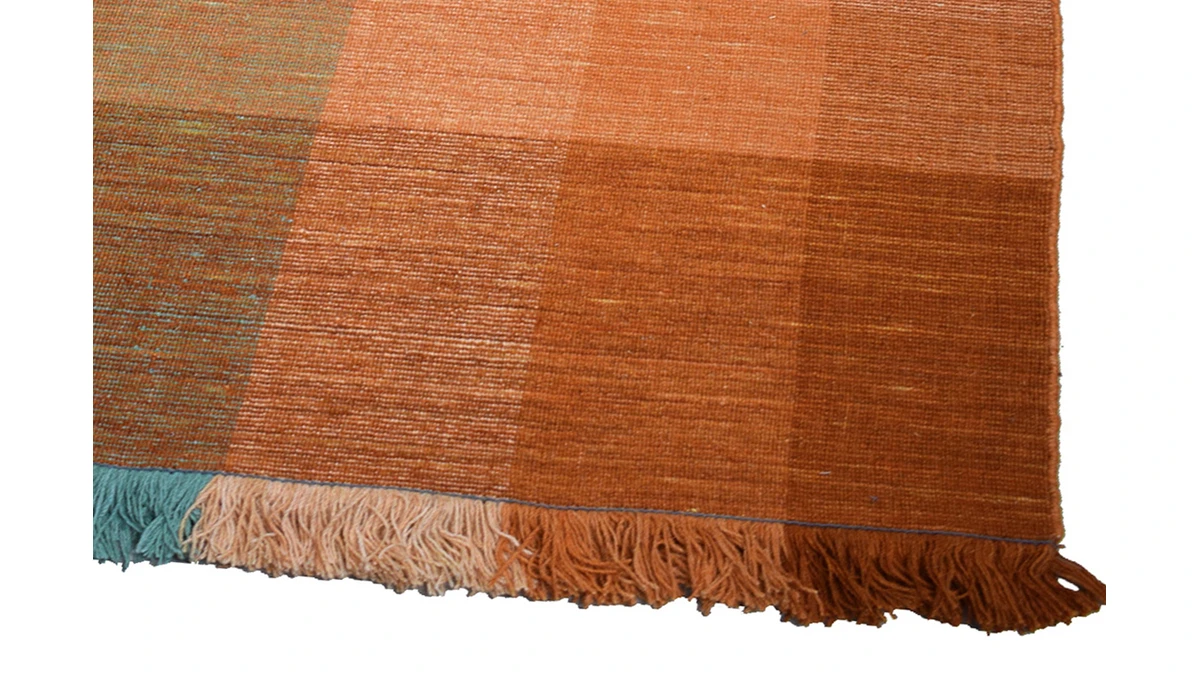 Tapis Tissé à La Main Bleu Et Orange 160 X 230 Cm MARLEY 4 Tapis Tissé à La Main Bleu Et Orange 160 X 230 Cm MARLEY – Image 2