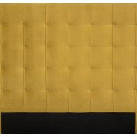 Tête De Lit Capitonnée En Tissu Velours Jaune Moutarde L160 Cm HALCIONA