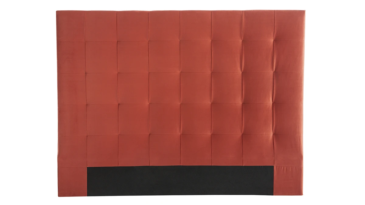 Tête De Lit Capitonnée En Tissu Velours Terracotta L160 Cm HALCIONA 3 Tête De Lit Capitonnée En Tissu Velours Terracotta L160 Cm HALCIONA