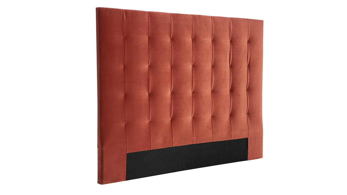 Tête De Lit Capitonnée En Tissu Velours Terracotta L160 Cm HALCIONA 4 Tête De Lit Capitonnée En Tissu Velours Terracotta L160 Cm HALCIONA – Image 2