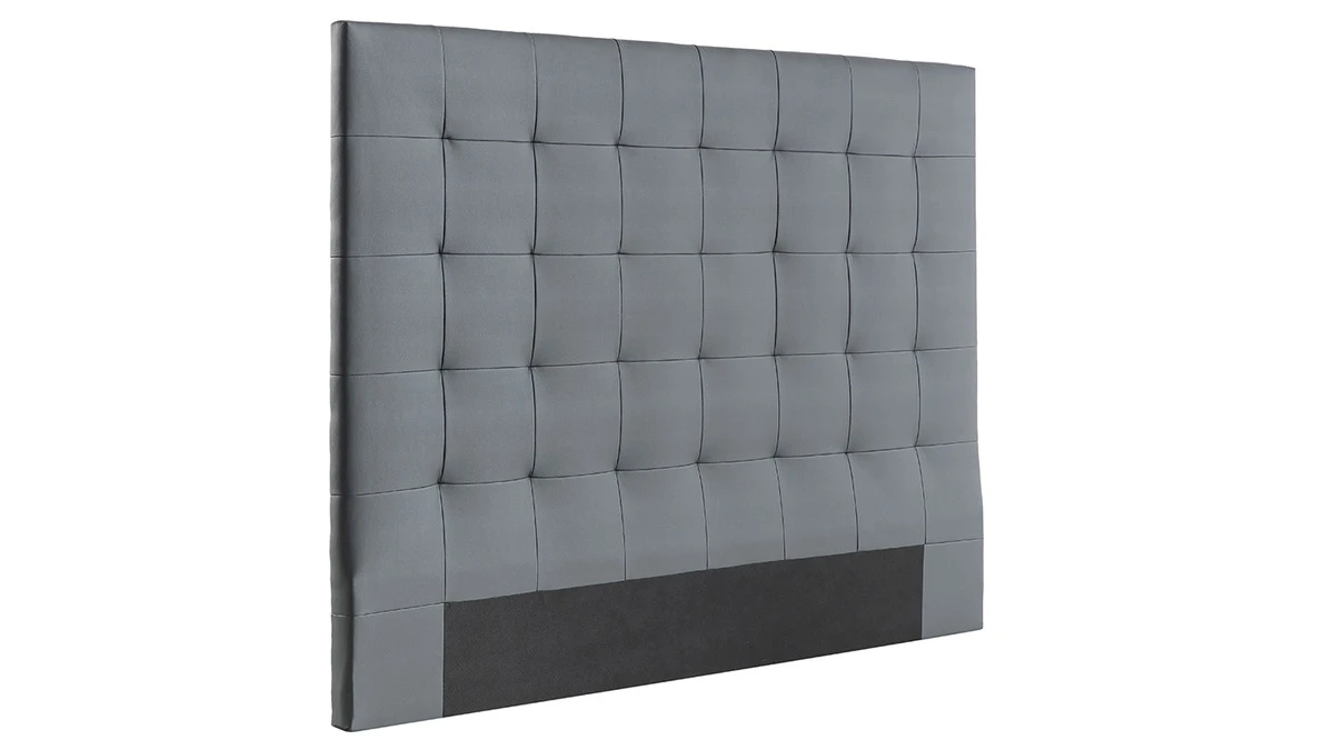 Tête De Lit Capitonnée Gris Foncé L160 Cm HALCIONA 4 Tête De Lit Capitonnée Gris Foncé L160 Cm HALCIONA – Image 2