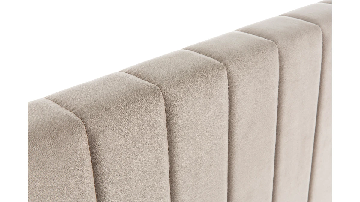 Tête De Lit En Tissu Velours Taupe L140 Cm NEHA 5 Tête De Lit En Tissu Velours Taupe L140 Cm NEHA – Image 3