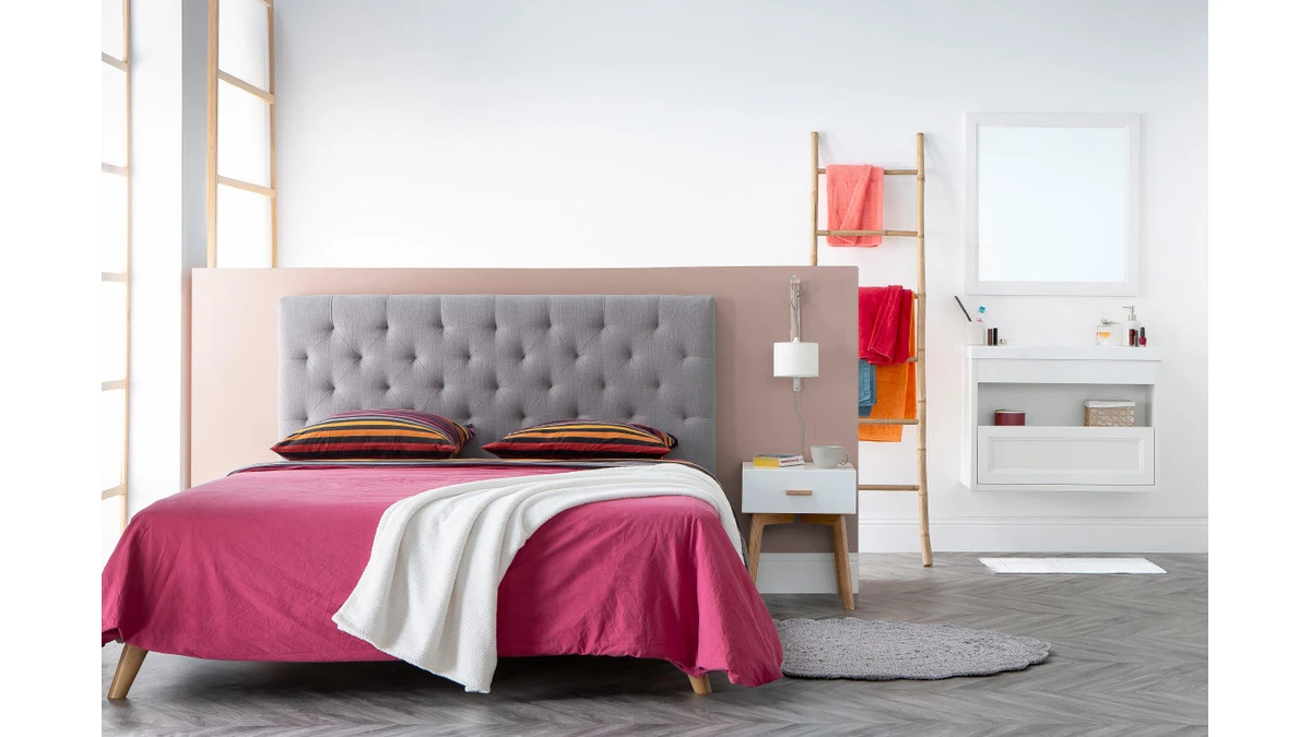 Tête De Lit Tissu Gris Foncé L160 Cm ENGUERRAND 6 Tête De Lit Tissu Gris Foncé L160 Cm ENGUERRAND – Image 4